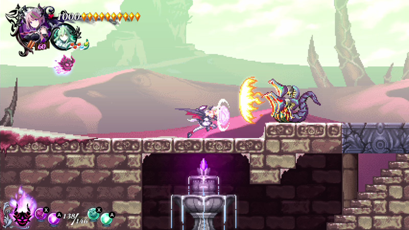 The Kirika-only weapon Buckler Sword thrusts forward with a shield charge that can block attacks, and combo into a slash!01
