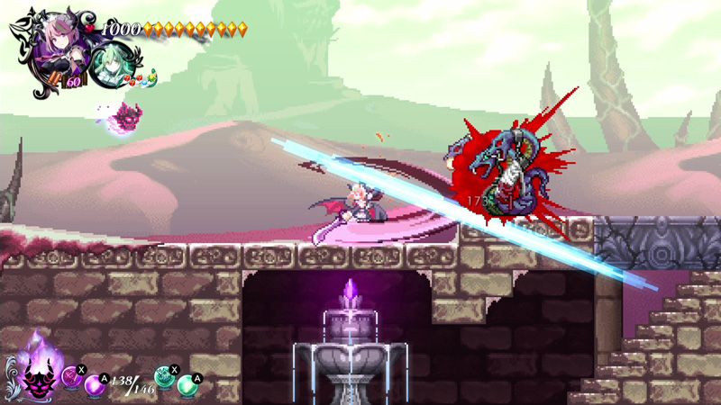 The Kirika-only weapon Buckler Sword thrusts forward with a shield charge that can block attacks, and combo into a slash!02